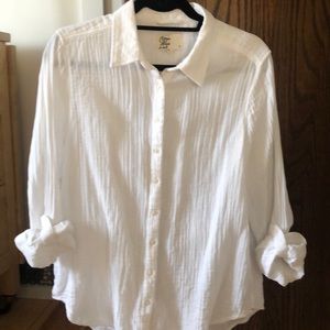 Cosmic blue love white top